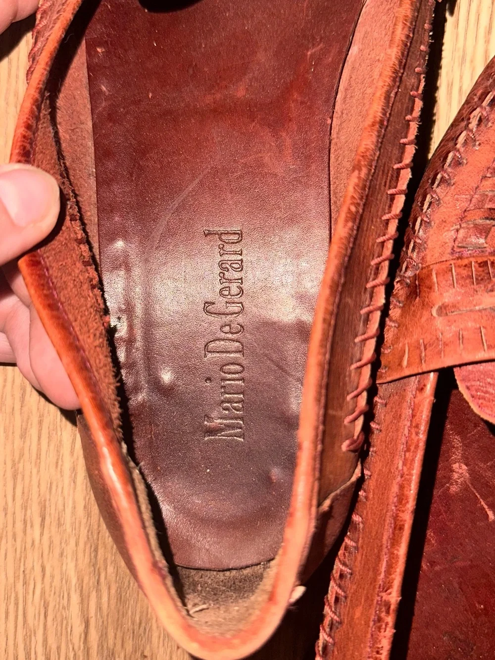 Mario DeGerard Leather Woven Penny Loafers - Brown
